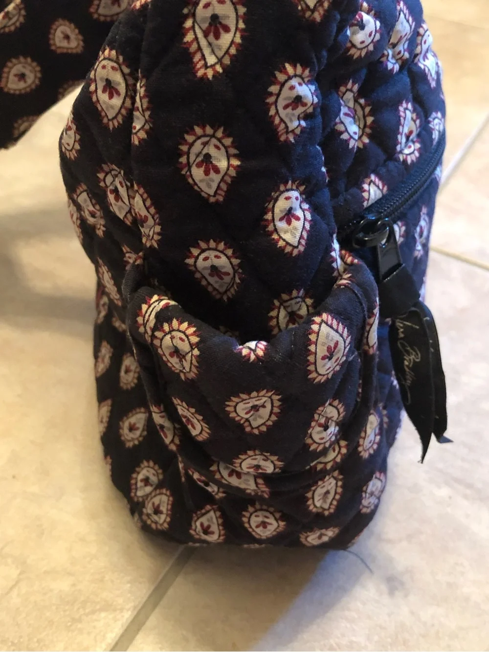 Vera Bradley Vintage Classic Black On the Go Shoulder Bag - Red & White Accents